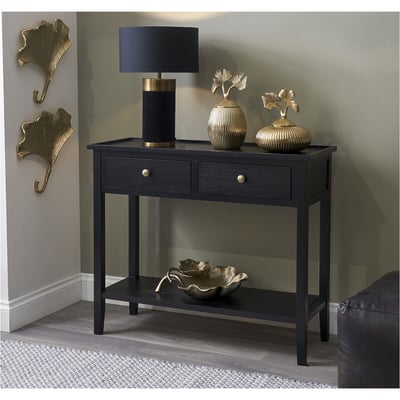 Luxe Pine Wood 2 Drawer Console Table SO'HOME
