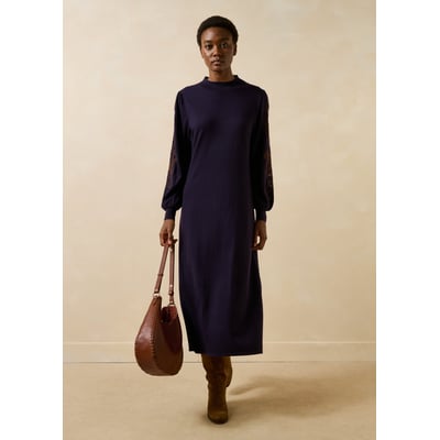Robe midi en maille avec broderie LA FEE MARABOUTEE