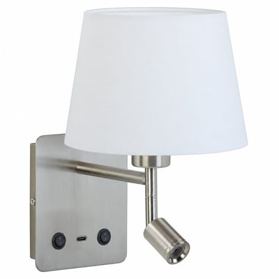 Applique Tête De Lit Chrome mat Lampe Et Liseuse Room2 Usb-C MILLUMINE