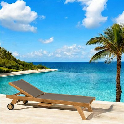 Bain de soleil teck couleur taupe SUMMER PIER IMPORT