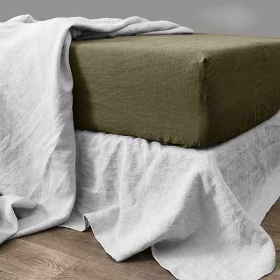 Drap housse lin lavé bonnet 40 cm uni, Signature BATON ROUGE