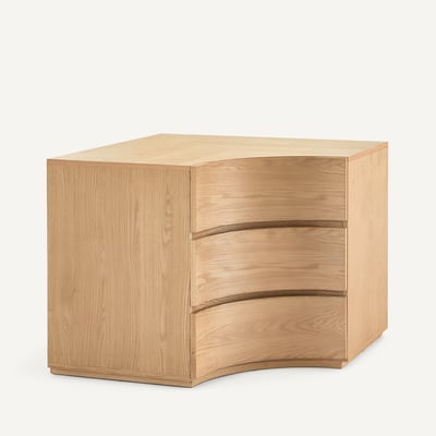 Mueble bajo esquinero, 3 cajones, para armario modular, en chapa de roble, EVORIA AM.PM