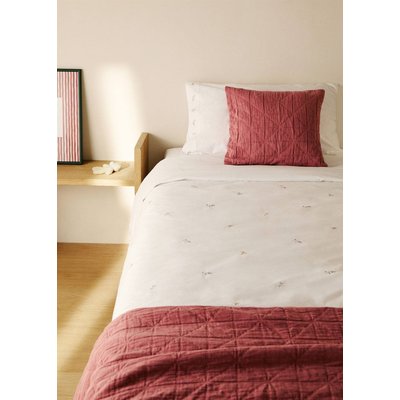Housse de couette enfant percale de coton fleur brodée lit 90 cm MANGO HOME