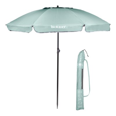 Parasol de plage turquoise/blanc ISOTONER