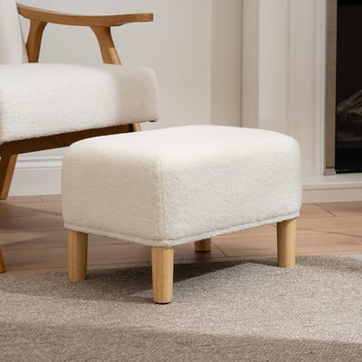 Mid Century Boucle Footstool SO'HOME