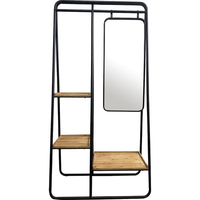 Rangement mural bois métal avec miroir style naturel et RECOLLECTION