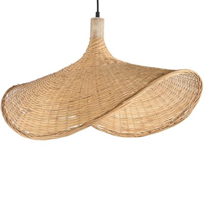 Plafonnier rotin naturel tressé chapeau 65x47x35cm WADIGA