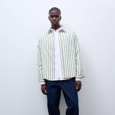 Chemise manches longues rayée en coton MONOPRIX