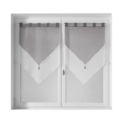 Paire de voile pompon rideau à passants bicolore Collection Voilinne DOUCEUR D'INTÉRIEUR