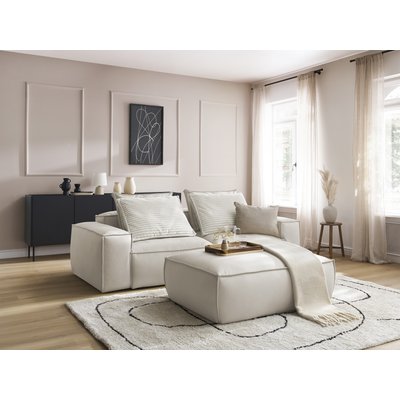 Canapé droit fixe 4 places en cuir végan avec pouf, BOHEME BOBOCHIC