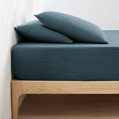 Fixleintuch Kumla aus Baumwoll-Musselin, uni, Steg 30 cm LA REDOUTE INTERIEURS