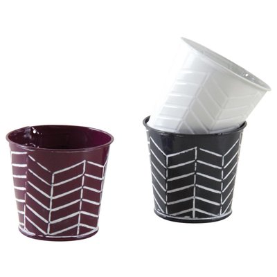 Mini cache-pot rond rayé en métal (Lot de 3) AUBRY GASPARD