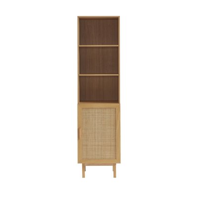 Colonne de rangement en bois et cannage H190cm - JUNE DRAWER