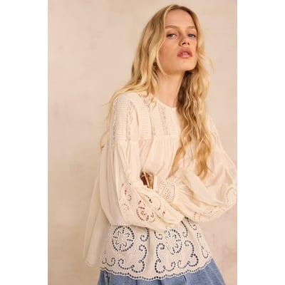 Blouse brodée à manches longues en coton MADELEINE Maison 123