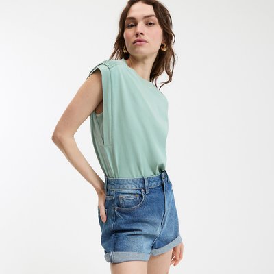 T-shirt col rond sans manches, épaules froncées LA REDOUTE COLLECTIONS