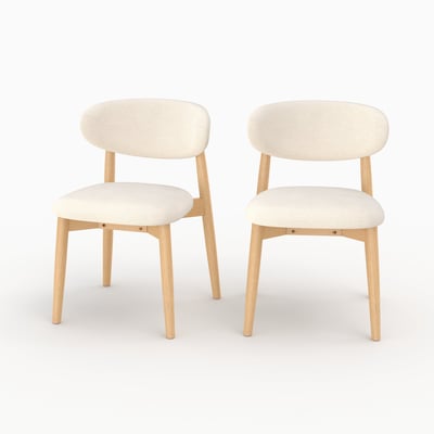 Lot de 2 chaises en tissu et bois d'hévéa - YUNA MAISON PAVANE