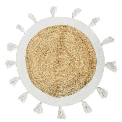 Tapis Rond Jute Pompons  D80 DECORATIE
