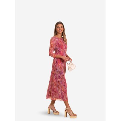 Robe midi imprimée à manches longues THE-ARE
