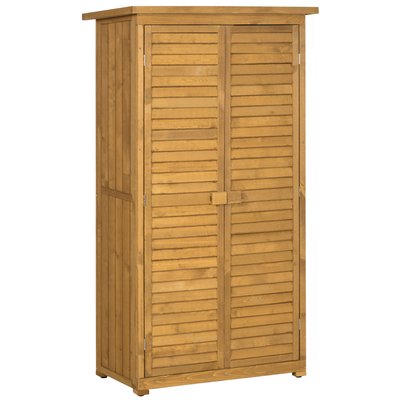 Armoire de jardin portes persiennes 2 étagères sapin pré-huilé OUTSUNNY