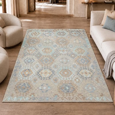 Tapis kilim, motif géométrique, tissé plat artisanal, KILIM 100 UN AMOUR DE TAPIS