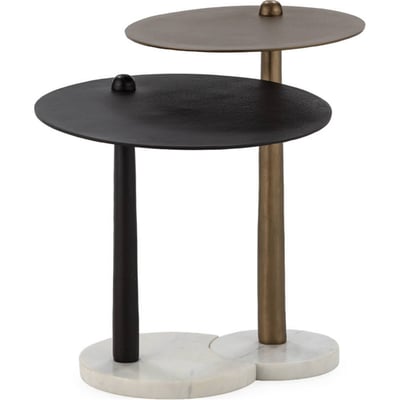 Lot de 2 tables d'appoint en marbre et métal RECOLLECTION