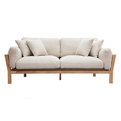 Canapé scandinave déhoussable 3 places en tissu et bois KYO MILIBOO