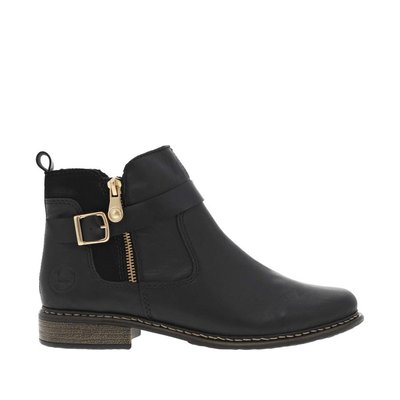 Boots fourrées, en cuir noir, à talon décroché bas et à zip d'aisance RIEKER