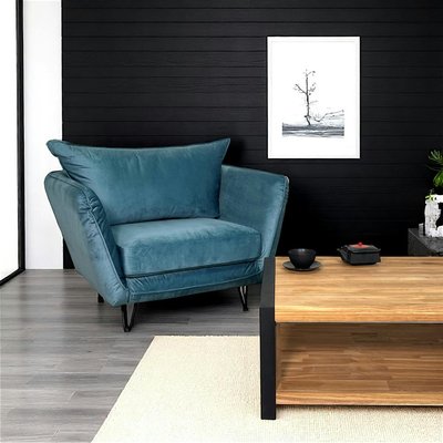 Fauteuil en velours bleu pétrole EPIKA PIER IMPORT