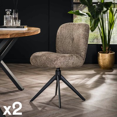 Chaise pivotante rembourrée en bouclette taupe (lot de 2) GALWAY PIER IMPORT