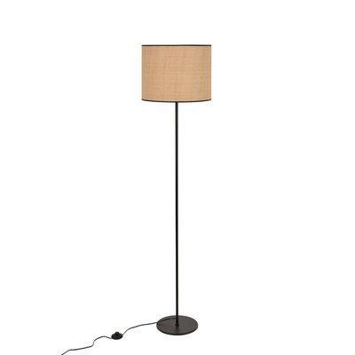 Lampadaire Raphia Et Metal Noir Pauline MILLUMINE