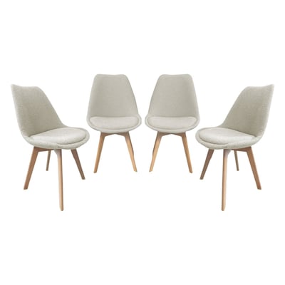 Chaise scandinave bois de hêtre et bouclette texturée (lot de 4) NILS SWEEEK
