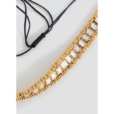 Collier métallique à perles effet miroir MANGO TEEN
