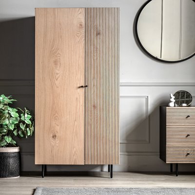 Hopewell 2 Door Oak Slatted Wardrobe SO'HOME