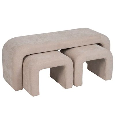 Set de 3 banquettes bouts de lit tissu beige 126x43x50cm WADIGA