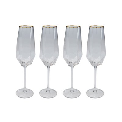 Lot de 4 flûtes à champagne à bordure, DIAMOND KARE DESIGN