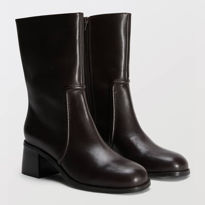 Bottes à talon en cuir MONOPRIX
