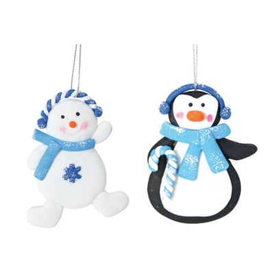 Set de Deux Suspensions Pingouin et Bonhomme de Neige EDEN
