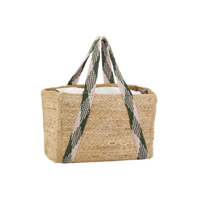 Sac en jute rectangulaire et poche en coton kaki AUBRY GASPARD