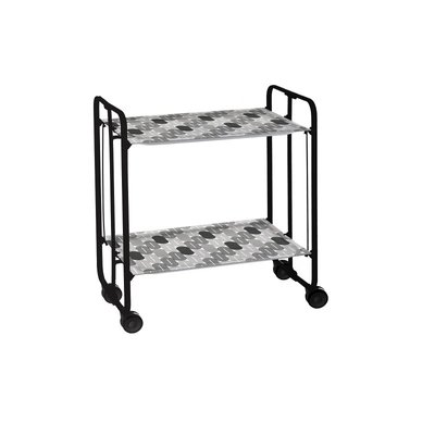 Table roulante pliante BAUHAUS, 2 plateaux, châssis noir DON HIERRO