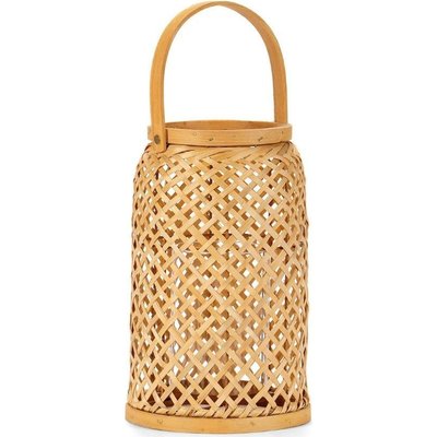 Lanterne en bambou naturel porte bougie avec verre intérieur RECOLLECTION