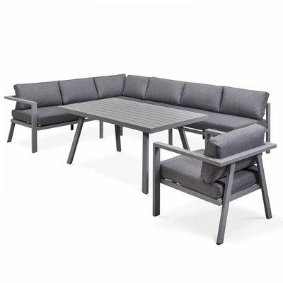 Salon de jardin 7 places en aluminium, SAINT TROPEZ OVIALA