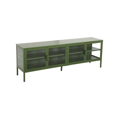 Meuble TV industriel métal et verre trempé 4 portes 160cm ARKANSAS SWEEEK