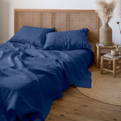 Drap de lit lin lavé SONGE CARRE BLANC