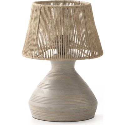 Lampe de table artisanale en bois et abat-jour en jute naturel RECOLLECTION