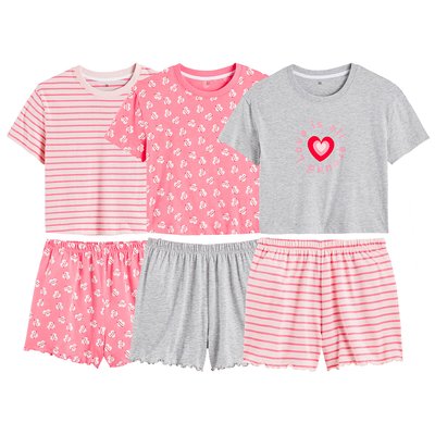 Lot de 3 pyjashorts en coton imprimés coeurs LA REDOUTE COLLECTIONS