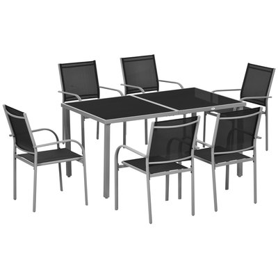 Ensemble de jardin 6 personnes avec table à manger OUTSUNNY