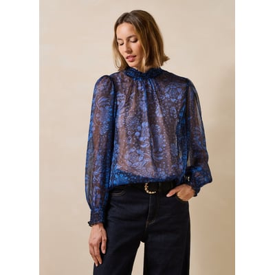 Top en voile imprimé floral manches longues LA FEE MARABOUTEE