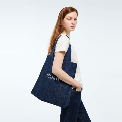 Tote bag brodé en denim MONOPRIX