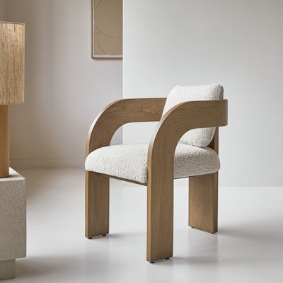 Chaise en mindi massif et tissu écru BOTI TIKAMOON