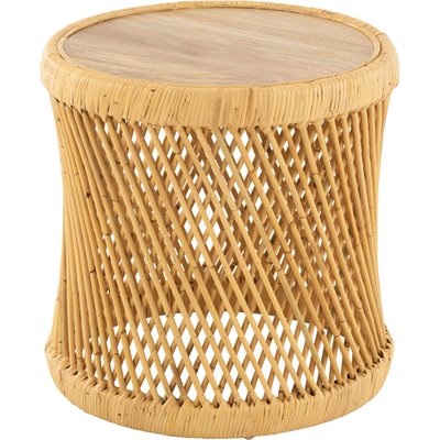 Table d'appoint cylindre en rotin naturel esprit bohème RECOLLECTION